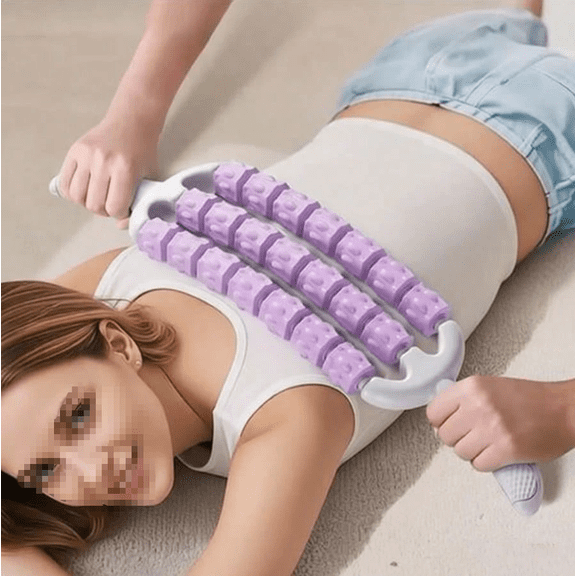 1PC 3-Row Manual Massage Roller, Flexible Spiky Muscle Relax Stick for Back Leg Neck Full Body Yoga Training Relief