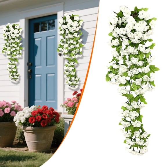 1PC 33.46 in Fake Rose Vine Flowers Plants Artificial Flower Garland Hanging Rose Ivy Home Hotel Office Wedding Party Garden Craft Art Decor