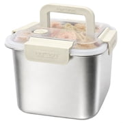 1PC 3650ML 316 Stainless Steel Airtight Food Storage Container, Large Portable Lunch Box with Handle,Milk White