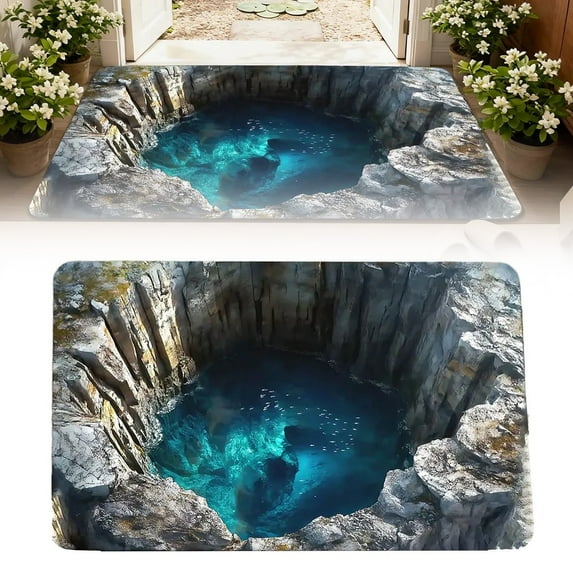 1PC 3D Optical Illusion Rug - Multi-Size Bottomless Hole Design Area Rug for Living Room/Bedroom/Playroom Floor Decor - 50x80cm（A）