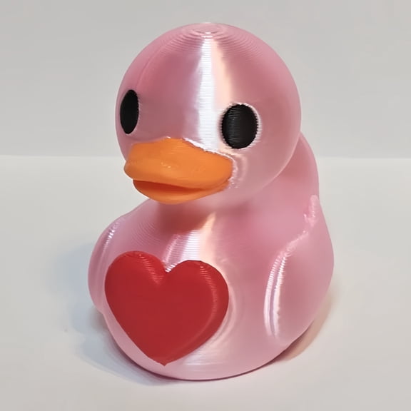 1PC 3D Printed Charming Pink Duck with Red Heart, Romance-Themed Collectible Figurine, Sturdy Home Office Decor, Ideal Gift for Love & Creative Decor Fans