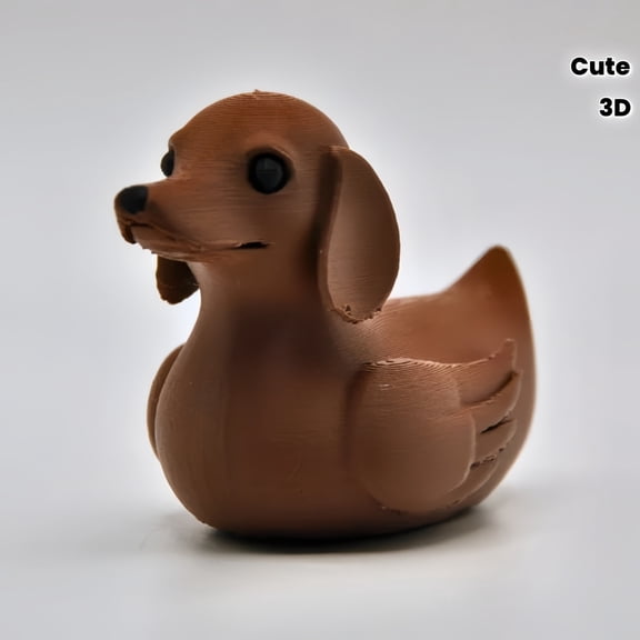 1PC 3D Printed Dachshund Duck Figurine, Dachshund-Shaped Duck with Duck Feet, Plastic Collectible Statue, Brown Indoor Outdoor Decor, Gift for Dachshund & 3D Print Fans