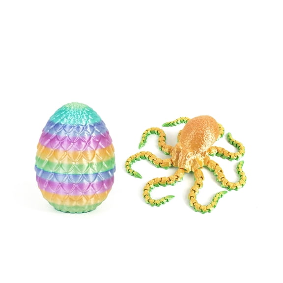 3D Printed Octopus Egg Figurine with Flexible Joints Home Accessories Decor Mysterious and Realistic