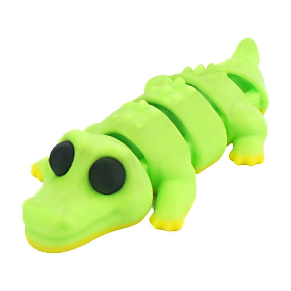 1PC  3D printed green crocodile, simulated biological model, multi-color printed gift toys, multi joint movable, decorative small toys