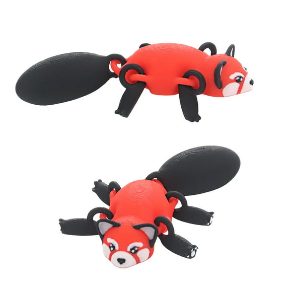 1PC 3D printed joint movable red bear, simulated animal model ornament, joint movable, desktop cute little bear ornament decoration