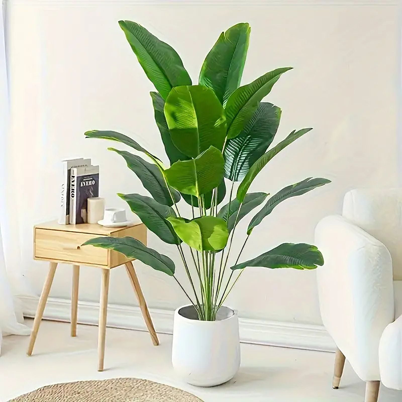 1PC 3FT Large Artificial Plants Fake Palm Tree Tropical Palm Leaves Faux Palm Plants Tall Tree Indoor Real Touch Plastic Monstera Leaves for Home Garden Outdoor Office Decor (Pot isn't included)