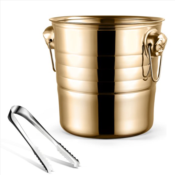 1PC 3L Stainless Steel Ice Bucket Thick Head Ice Bucket Party Ice Bucket (Gold)