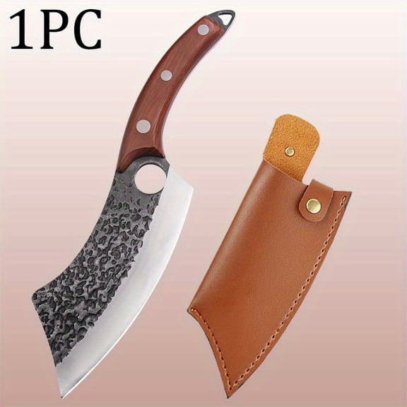 1PC/3PCS Stainless Steel Boning Knife with Knife Sheath Wood Handle Cutting Utility Knife Sharp Multipurpose Meat Cleaver Vegetable Chopper Handmade Forged Knife Barbecue Knife for Cooking