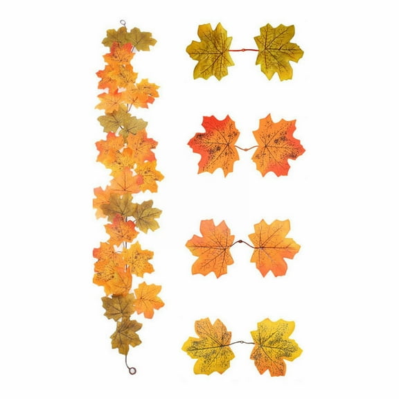 1PC 40" Realistic Fall Maple Leaf Garland, Fade-Resistant Autumn Hanging Vine for Thanksgiving Fireplace Wall Wedding Home Decor,C