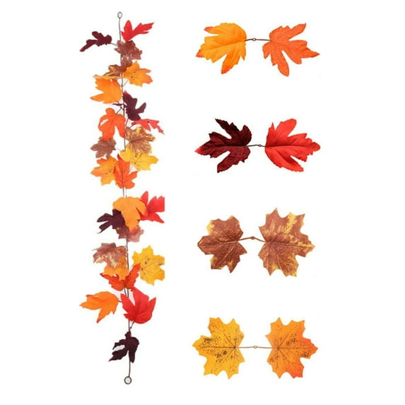 1PC 40" Realistic Fall Maple Leaf Garland, Fade-Resistant Autumn Hanging Vine for Thanksgiving Fireplace Wall Wedding Home Decor,E