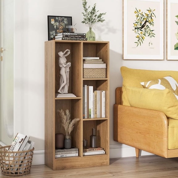 1PC 41 Inches 5-Cube Floor Bookcase with 2 Anti-Tipping Kits Home Office Bookcase