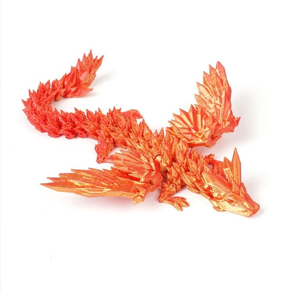 1PC 45cm Red gold 3D Printed Crystal Dragon Multi-Jointed Articulated Winged Figurine, Creative Figurine, Crystal Dragon