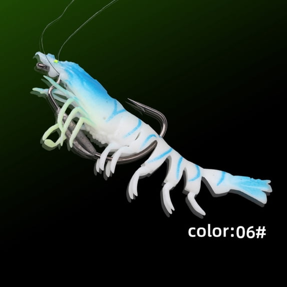 1PC 76in TPE Simulation Shrimp Lure with Lead Hook, Abdominal Belt, Luminous Night Fishing Bait, Freshwater Saltwater Lure for Bass Trout Walleye Fishing