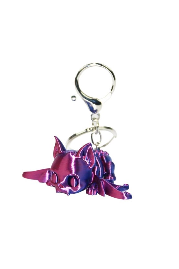 1PC 7CM 3D printed bat keychain ornaments, flexible and free skeleton creative gifts