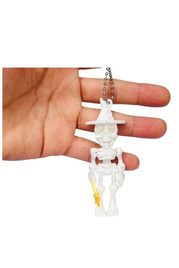 1PC 8.5CM 3D-printed Halloween wizard skeleton figure keychain joint movable pendant bag pendant