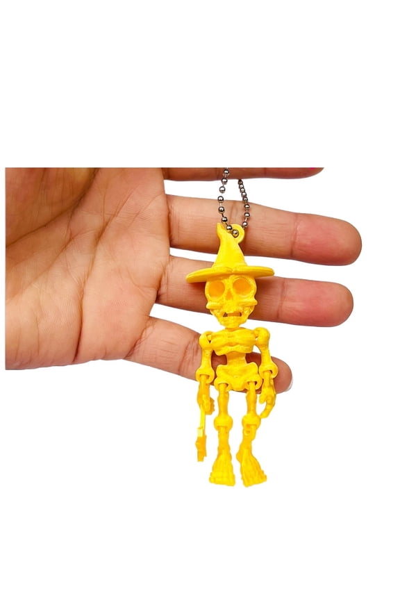 1PC 8.5CM 3D-printed Halloween wizard skeleton figure keychain joint movable pendant bag pendant