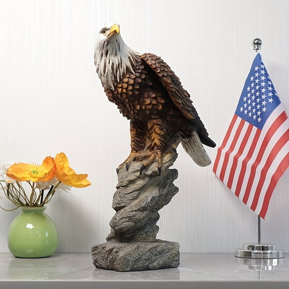 1PC 8.66 Inch American Bald Eagle Resin Statue, Patriotic Freedom Symbol Sculpture, Decorative Collectible for Emancipation Day, Ideal Gift for Office & Living Room