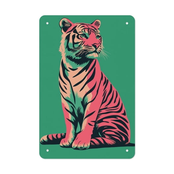 1PC 8x12 Inch Metal Wall Art - Tiger Iron Wall Decor for Home Office Decoration, Rustic Vintage Style, Gift Idea