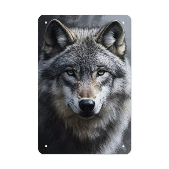 1PC 8x12 Inch Metal Wall Art - Wolf Portrait Decor for Living Room, Bedroom, Office (Vintage Style)(3)