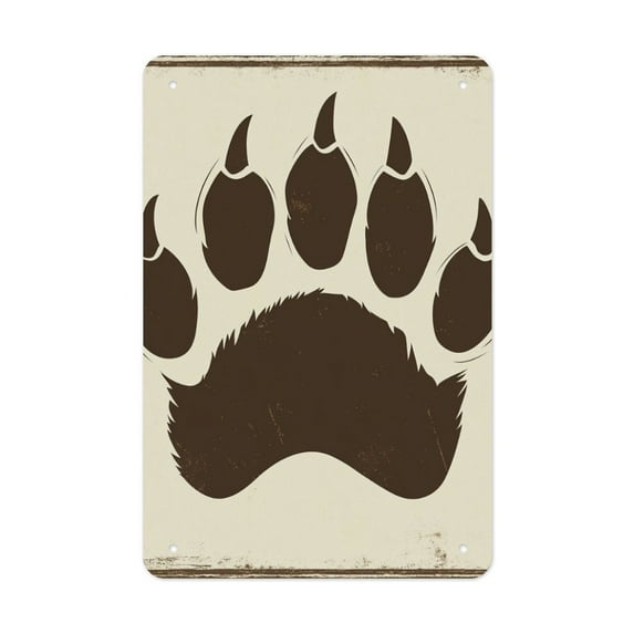1PC 8x12 Inch Vintage Metal Wall Art - Animal Paw Print Decor for Home Office