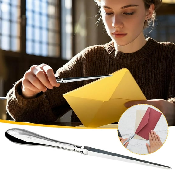 1PC 9.54 Inches Letter Opener, DELESYS Envelope Opener Knife Metal Office Letter Opener Envelope Slitter Ergonomic Grip Handle Paper Cutting Tool for School Office Home Supplies