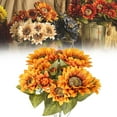 thumbnail image 1 of 1PC 9-Heads Artificial Sunflower Bouquet, Autumn Fall Faux Flowers for Home Kitchen Farmhouse Table Centerpiece Decor,Yellow, 1 of 9