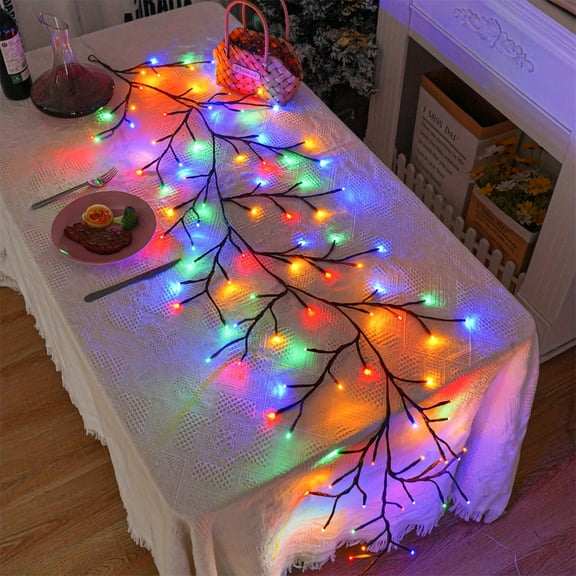 1PC 96 LED Vines Christmas Decorations, Artificial Plants Tree Branch, Enchanted Willow Vine Lights For Party Wall Decor, 1.8m/5.9Ft Indoor Home Decor Party Gifts, DIY For Room Living Room Decor