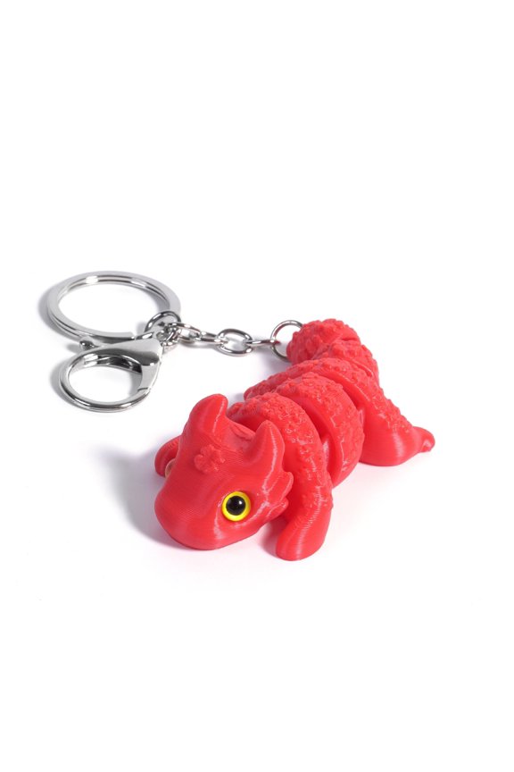 1PC 9CM 3D Printed Lucky Dragon Three-dimensional Joint Activity Schoolbag Keychain Ring Pendant, Small Accessory, Gift Keychain