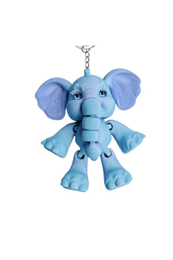 1PC 9CM 3D Printing Cute Elephant Keychain Animal Ornament Bag Pendant Simulation Joint Hanging Gift