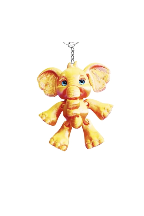 1PC 9CM 3D Printing Cute Elephant Keychain Animal Ornament Bag Pendant Simulation Joint Hanging Gift