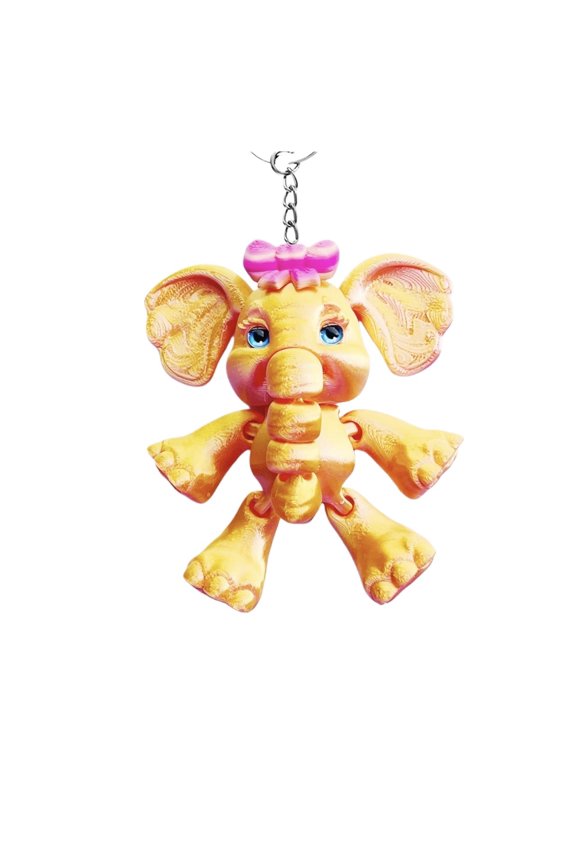 1PC 9CM 3D Printing Cute Elephant Keychain Animal Ornament Bag Pendant Simulation Joint Hanging Gift