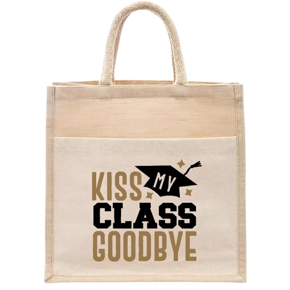 1PC A Minibee Graduation Theme Hemp Handbag for Graduation Party Gifts Daily Use