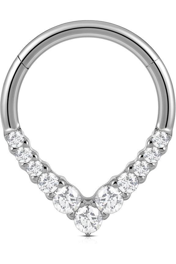 1PC ASTM F136 Titanium Septum rings 16G 8mm 10mm, Seamless Hinged Clicker