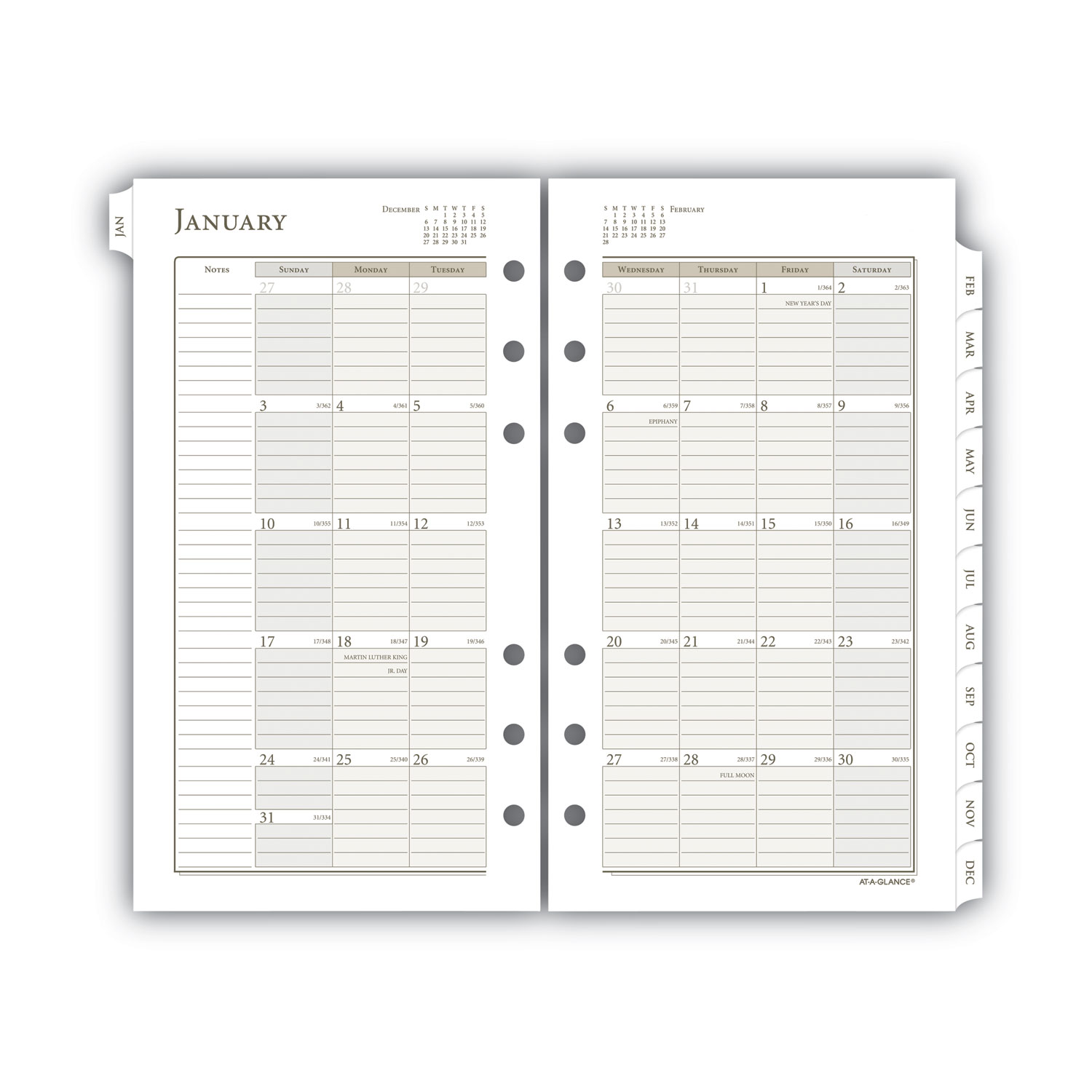 1PC ATAGLANCE 1PagePerDay Planner Refills, 6.75 x 3.75, White