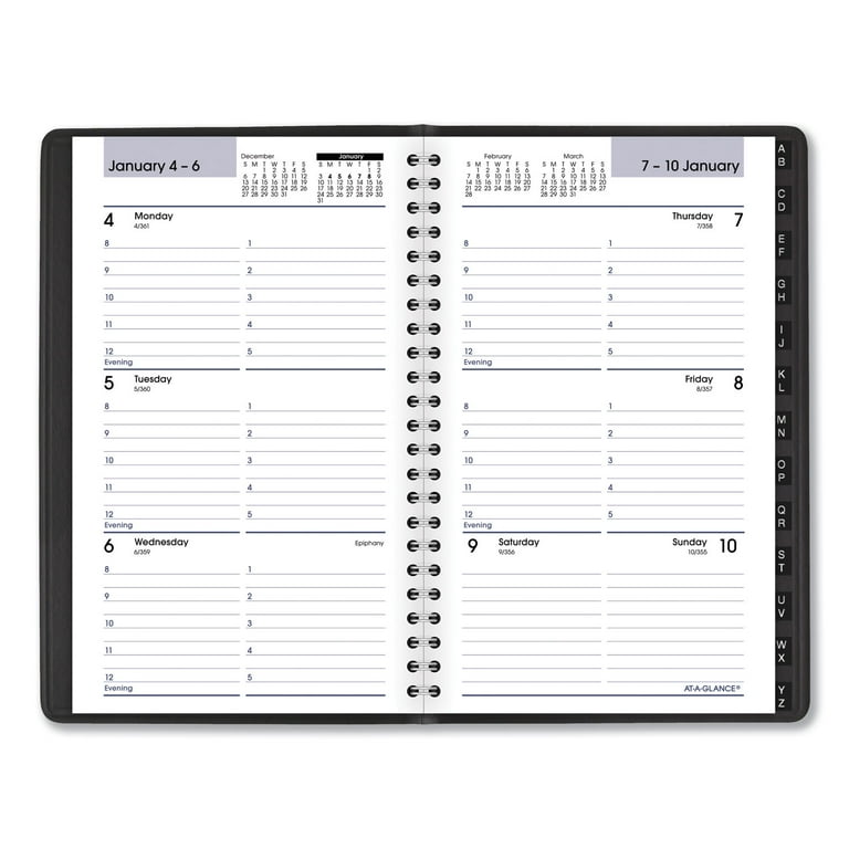 DayMinder Daily Appointment Book, 8.5 x 5.5, Black Cover, 12-Month (Jan to Dec): 2024