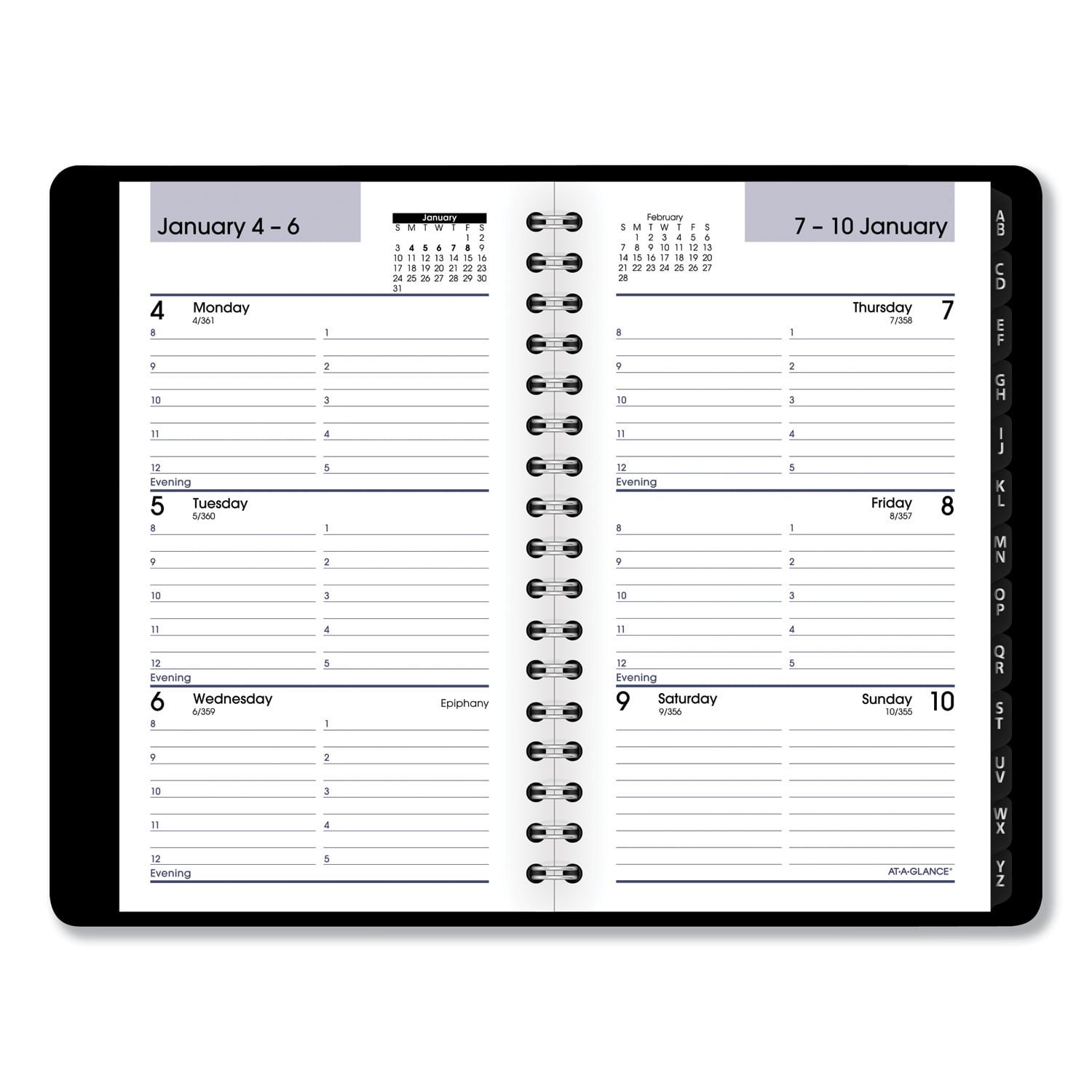 DayMinder Weekly Pocket Appointment Book with Telephone/Address Section, 6 x 3.5, Black Cover, 12-Month (Jan to Dec): 2024