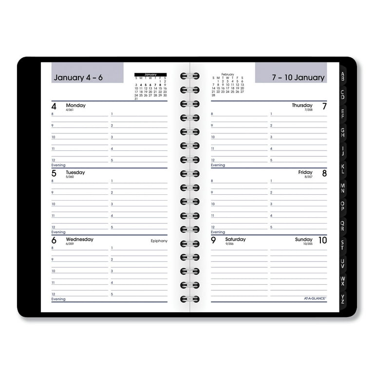 DayMinder Weekly Pocket Appointment Book with Telephone/Address Section, 6 x 3.5, Black Cover, 12-Month (Jan to Dec): 2024