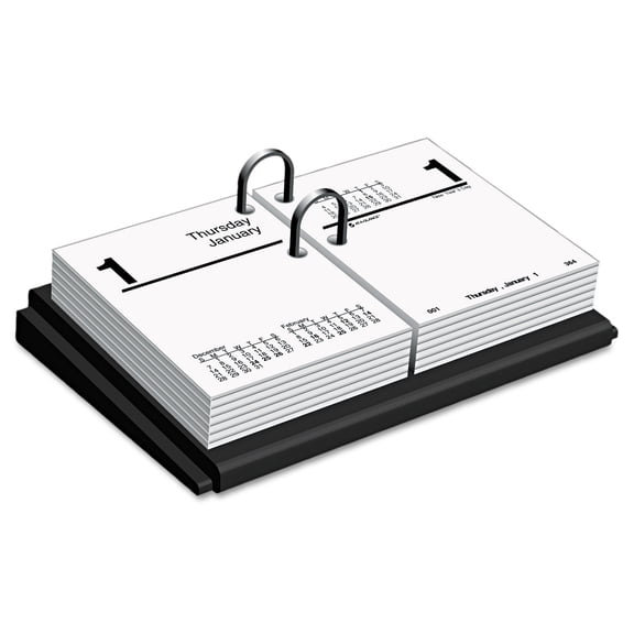 1PC AT-A-GLANCE Desk Calendar Base for Loose-Leaf Refill, 3 x 3.75, Black