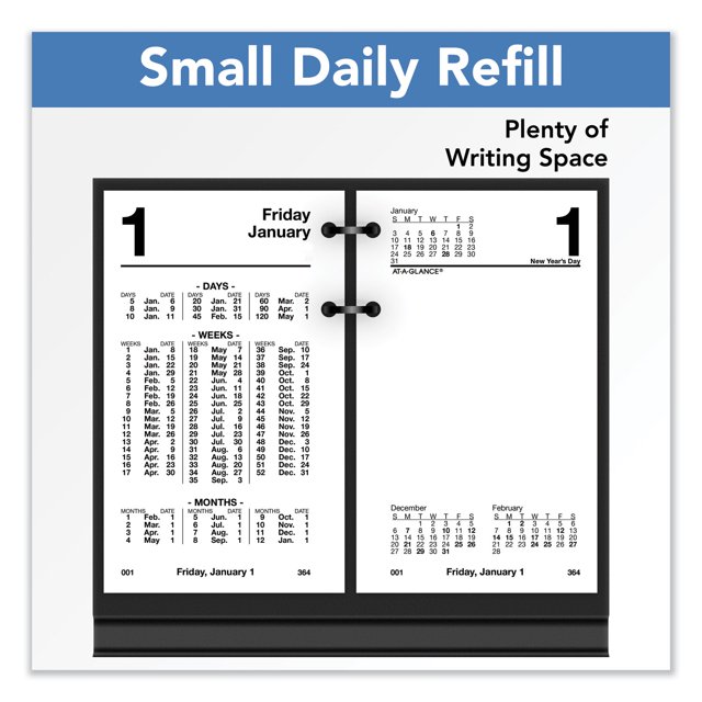 1PC ATAGLANCE Financial Desk Calendar Refill, 3.5 x 6, White Sheets