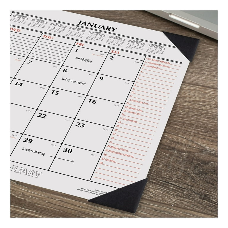 Two-Color Monthly Desk Pad Calendar, 22 x 17, White Sheets, Black Corners, 12-Month (Jan to Dec): 2024 Two-Color Monthly Desk Pad Calendar, 22 x 17, White Sheets, Black Corners, 12-Month (Jan to Dec): 2024