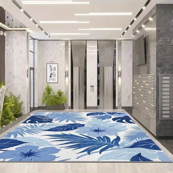 1PC Blue Tropical Pattern Area Rug Local Rug, Lightweight Washable Easy-to-Manage Carpet Mat Festival Gift, Suitable for Bedroom, Living Room, Dining Room, Office, Balcony, Room Accessones