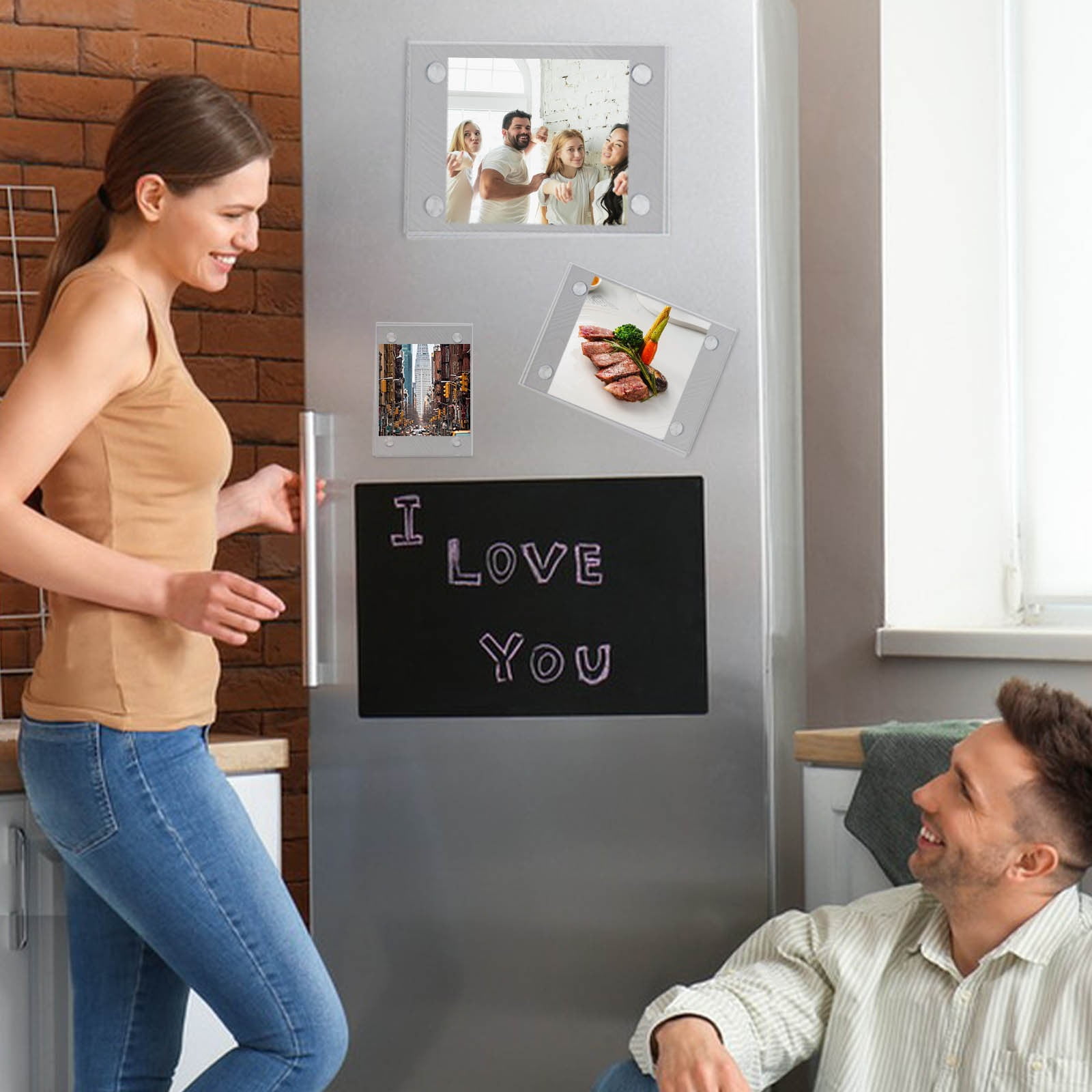 1PC Acrylic Magnetic Refrigerator Frame, Magnetic Frame Photo Wall Card ...