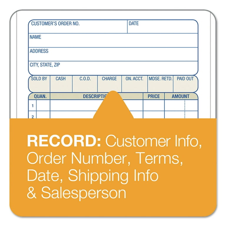 Sales/Order Book, Three-Part Carbonless, 4.19 x 6.69, 50 Forms Total Sales/Order Book, Three-Part Carbonless, 4.19 x 6.69, 50 Forms Total