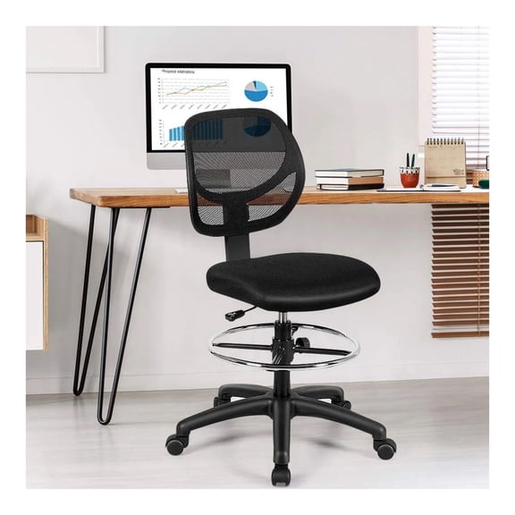 1PC Adjustable Height Mid Back Mesh Drafting Office Chair