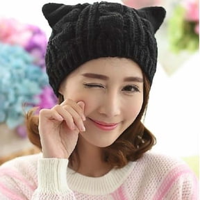 1PC Adult's Women's Acrylic Cat Ears Knit Black Hat Hat Racks for Baseball Caps Headhunter Hat Ponytail Cap Sombrero Impermeable Developer Cap Bow Life Hat Boys Beach Hat Low Profile Flag Hat Ladies