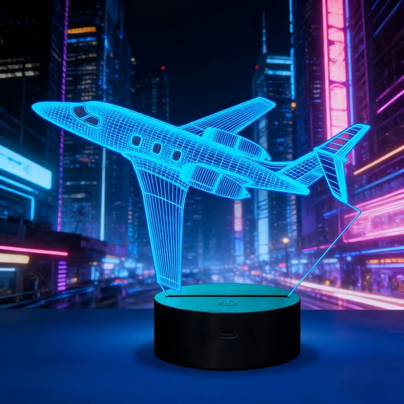 1PC Airplane 3D Illusion Night Light, Plug-in Touch & Remote Control ...