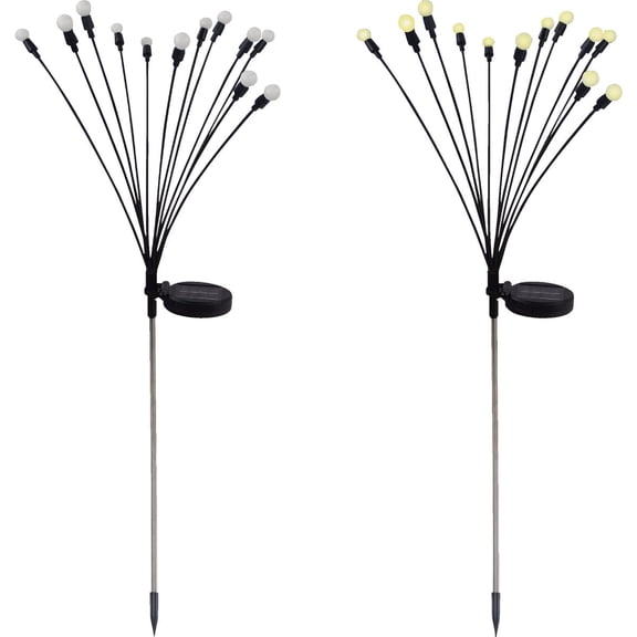 Alpine 8108650 27 in. Metal & Plastic Firefly Solar Garden Stake, Black & Silver - Pack of 20