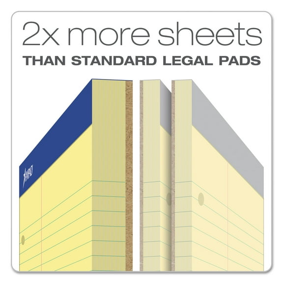 1PC Ampad Double Sheet Pads, Medium/College Rule, 100 Canary-Yellow 8.5 x 11.75 Sheets