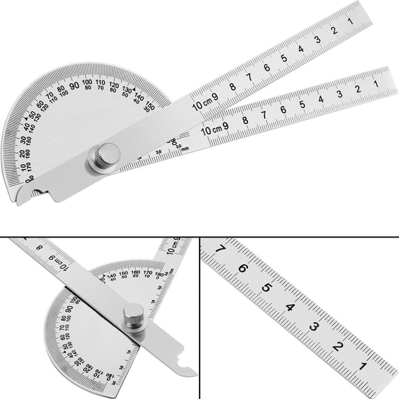 1PC Angle Protractor Angle Finder Ruler Two Arm Stainless Steel Protractor Woodworking Ruler Measure Tool with 0-180 Degrees