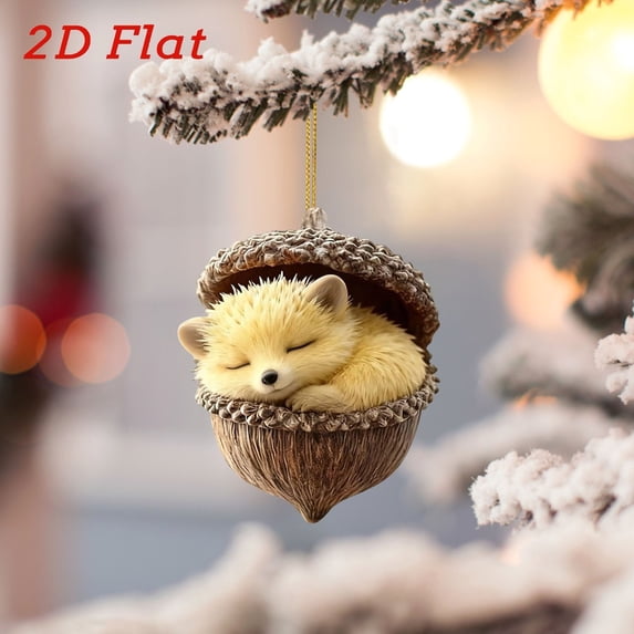 1PC Animal Christmas Ornaments 2D Acrylic Seasonal Hangable Decorations for Christmas Tree Home Office Living Room Garden Front Door Wall Mantel Window Wreath,3.14 Inch